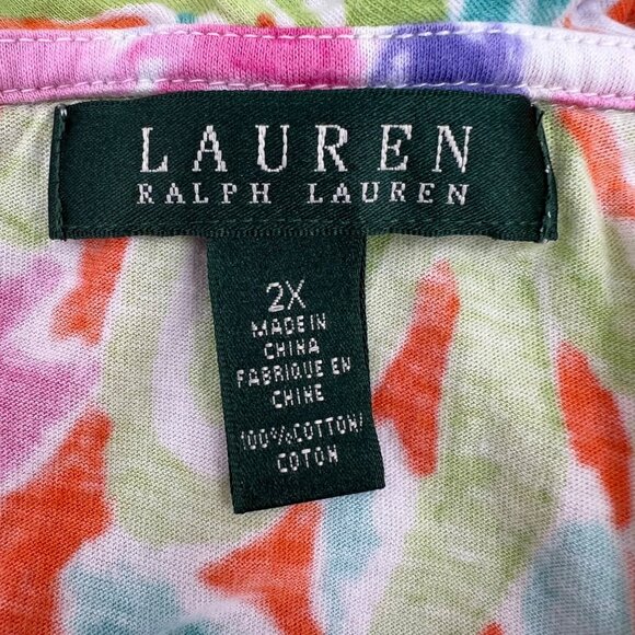 Lauren Ralph Lauren‎ Women's 2X Ruffle Floral Print Sleeveless Top Multicolor - Picture 3 of 6